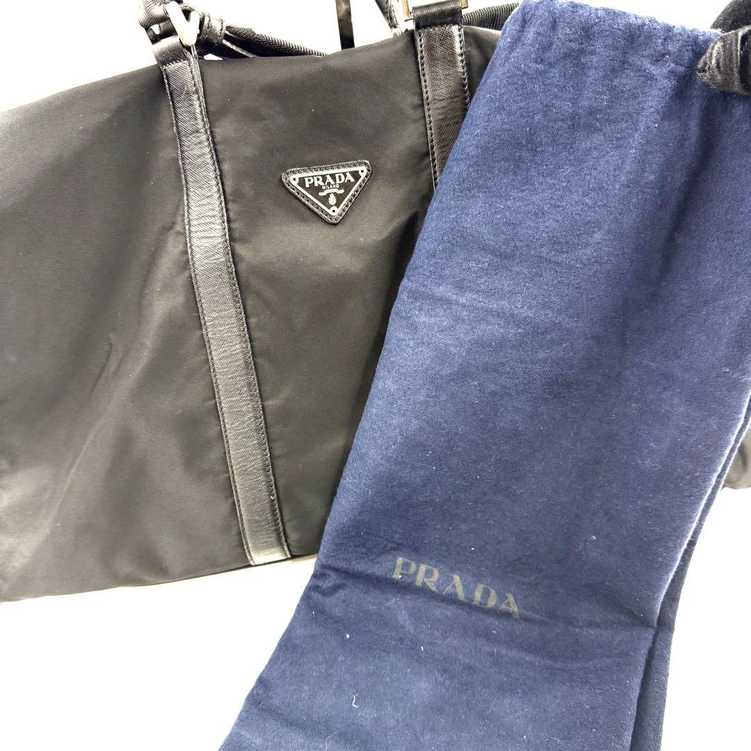 【美品】PRADA プラダ　ナイロンボストンバッグ三角ロゴ 2WAY 黒