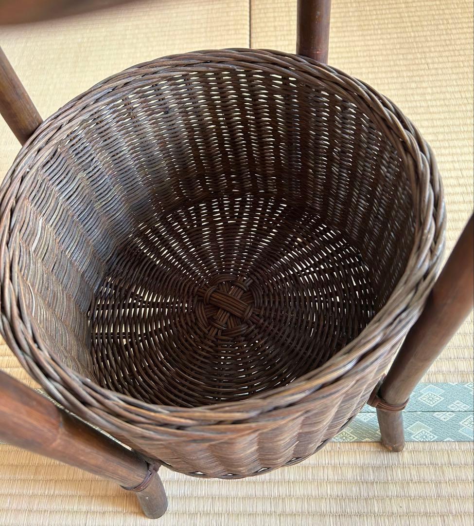 2段バスケット　かご　ラック　籐　木製