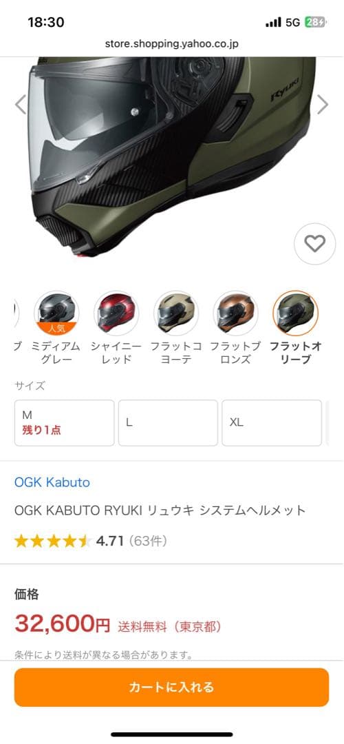 週末セール‼️OGK Kabuto RYUKI フルフェイスヘルメット Lサイズ