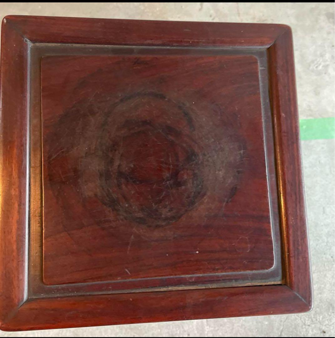 【紫檀花台】木製の木製彫刻入りデザインのサイドテーブル