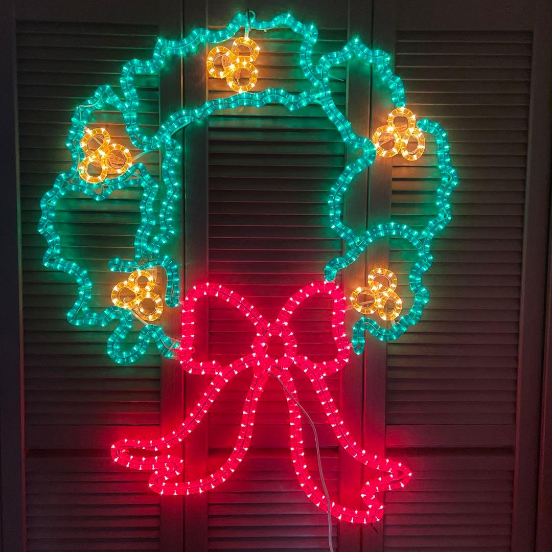 超特大クリスマスリース LEDライトリボンイルミネーション