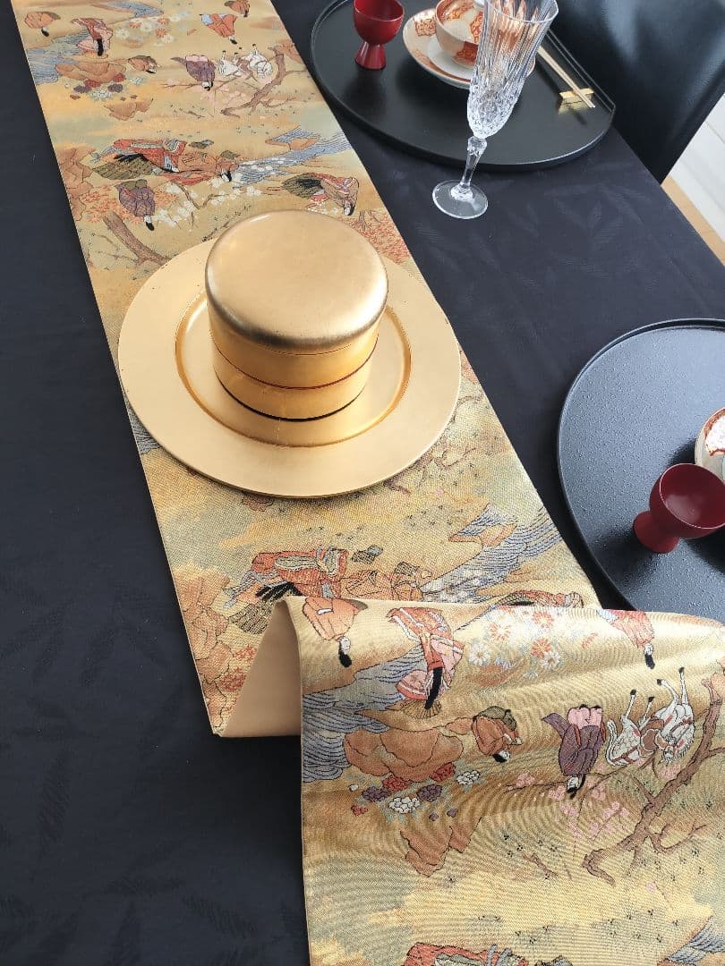 A876★逸品‼️全通帯‼️豪華刺繍‼️テーブルランナー2m12cm