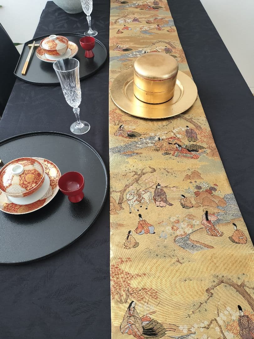 A876★逸品‼️全通帯‼️豪華刺繍‼️テーブルランナー2m12cm