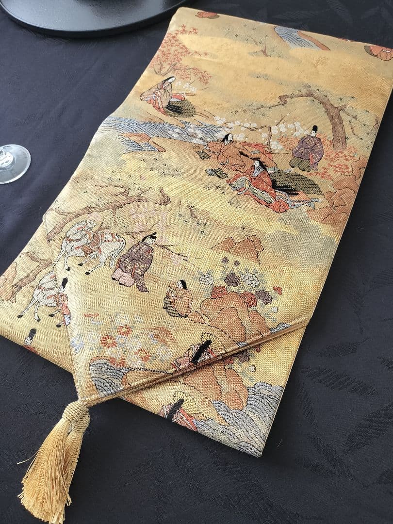 A876★逸品‼️全通帯‼️豪華刺繍‼️テーブルランナー2m12cm