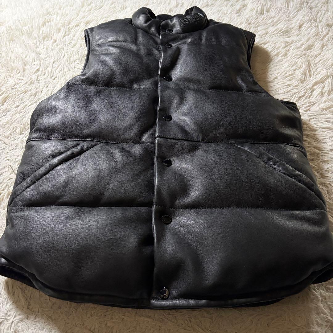 美品/希少モデル■schott レザー ダウンベスト　リバーシブル　羊革　黒　L