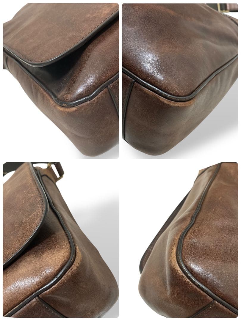 【ヴィンテージ】コーチ　メッセンジャーバッグ　ブラウン　ロゴ型押し　オールレザー