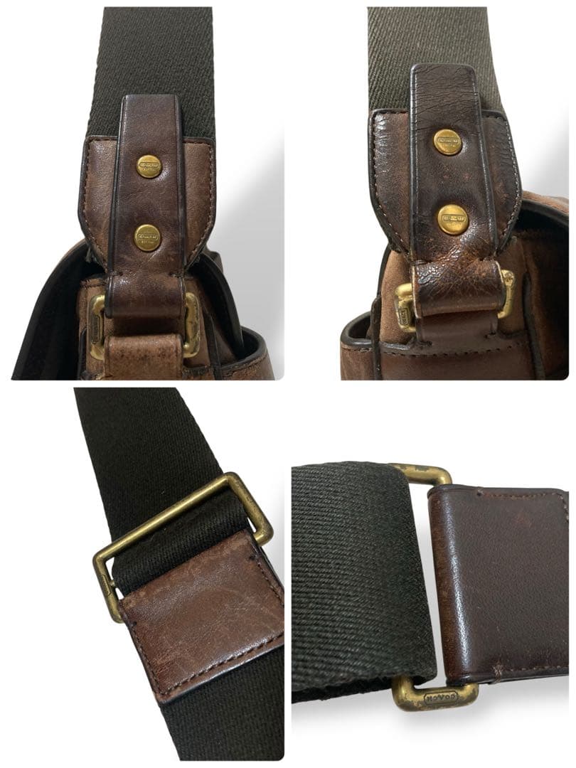 【ヴィンテージ】コーチ　メッセンジャーバッグ　ブラウン　ロゴ型押し　オールレザー