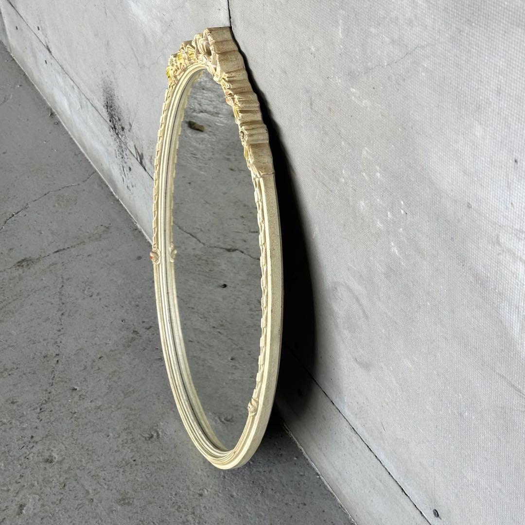 70s ロココ調 イタリア製 オーバルミラー 壁掛鏡 ヴィンテージ デコラティブ