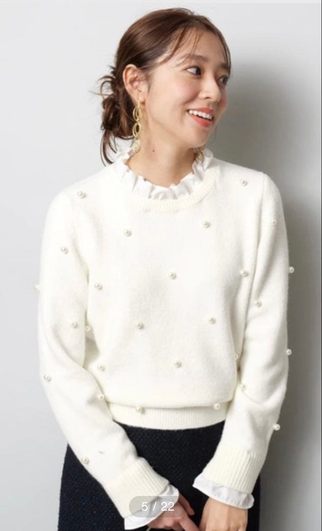 ♥*♡様 ジャスグリッティー パール刺繍プルオーバー ニット ホワイト