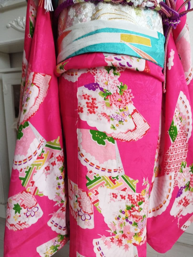 専用です☆アンティーク綺麗なピンクに花扇の着物単品
