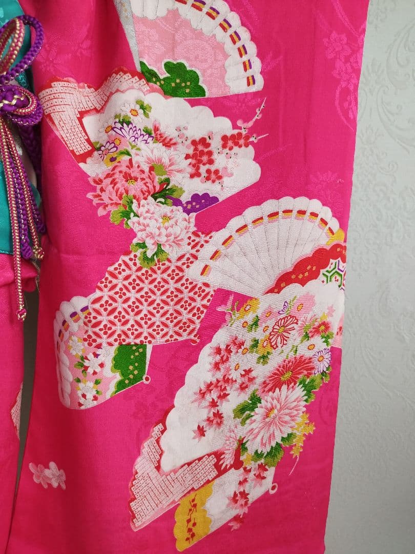 専用です☆アンティーク綺麗なピンクに花扇の着物単品