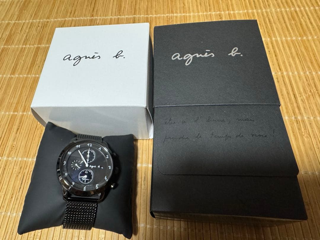 【美品】アニエスベー　腕時計　メンズ　ソーラー　agnes b 黒