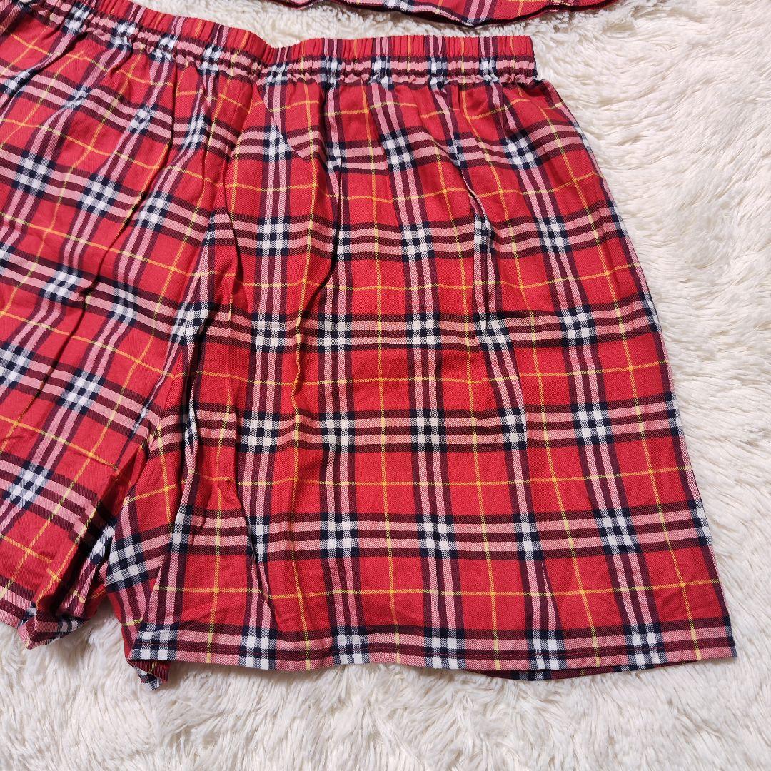バーバリー ロンドン トップス ショートパンツ セットアップ チェック 赤
