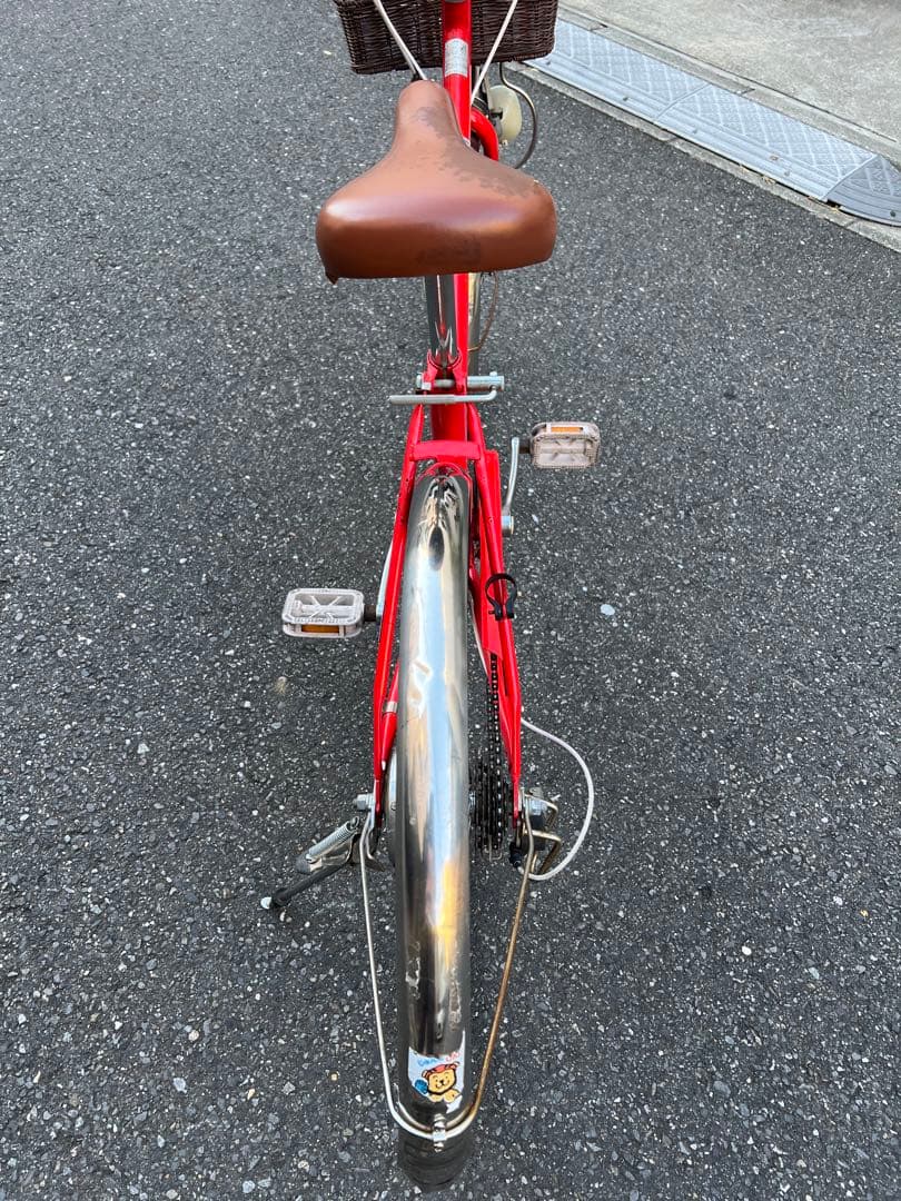 TOPONE 24インチ 自転車 赤 前カゴ付き 6段変速