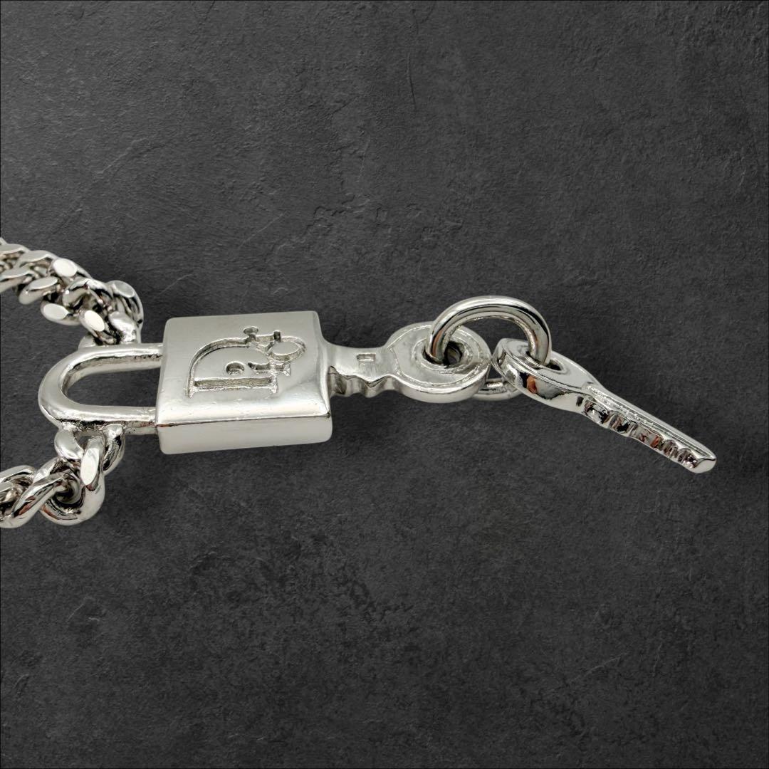 美品 ディオール Dior 南京錠 CDロゴ チェーン ブレスレット シルバー