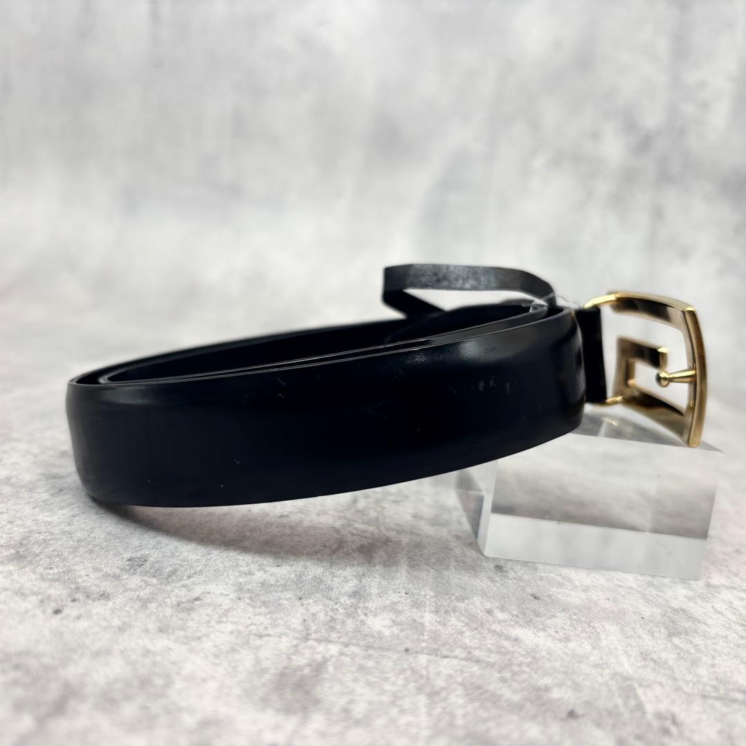 【極美品✨】 GUCCI ベルト レザー ブラック ゴールドバックル 男女兼用