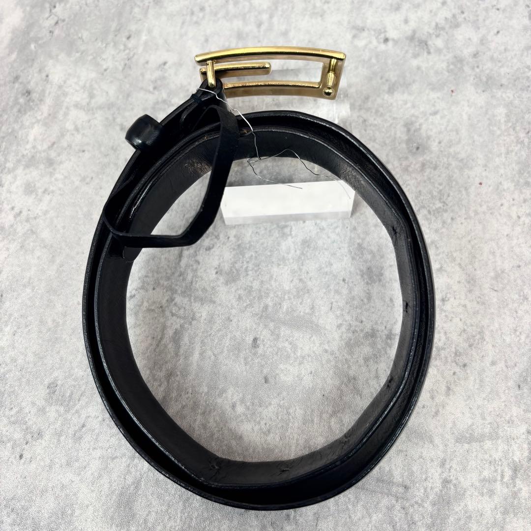 【極美品✨】 GUCCI ベルト レザー ブラック ゴールドバックル 男女兼用