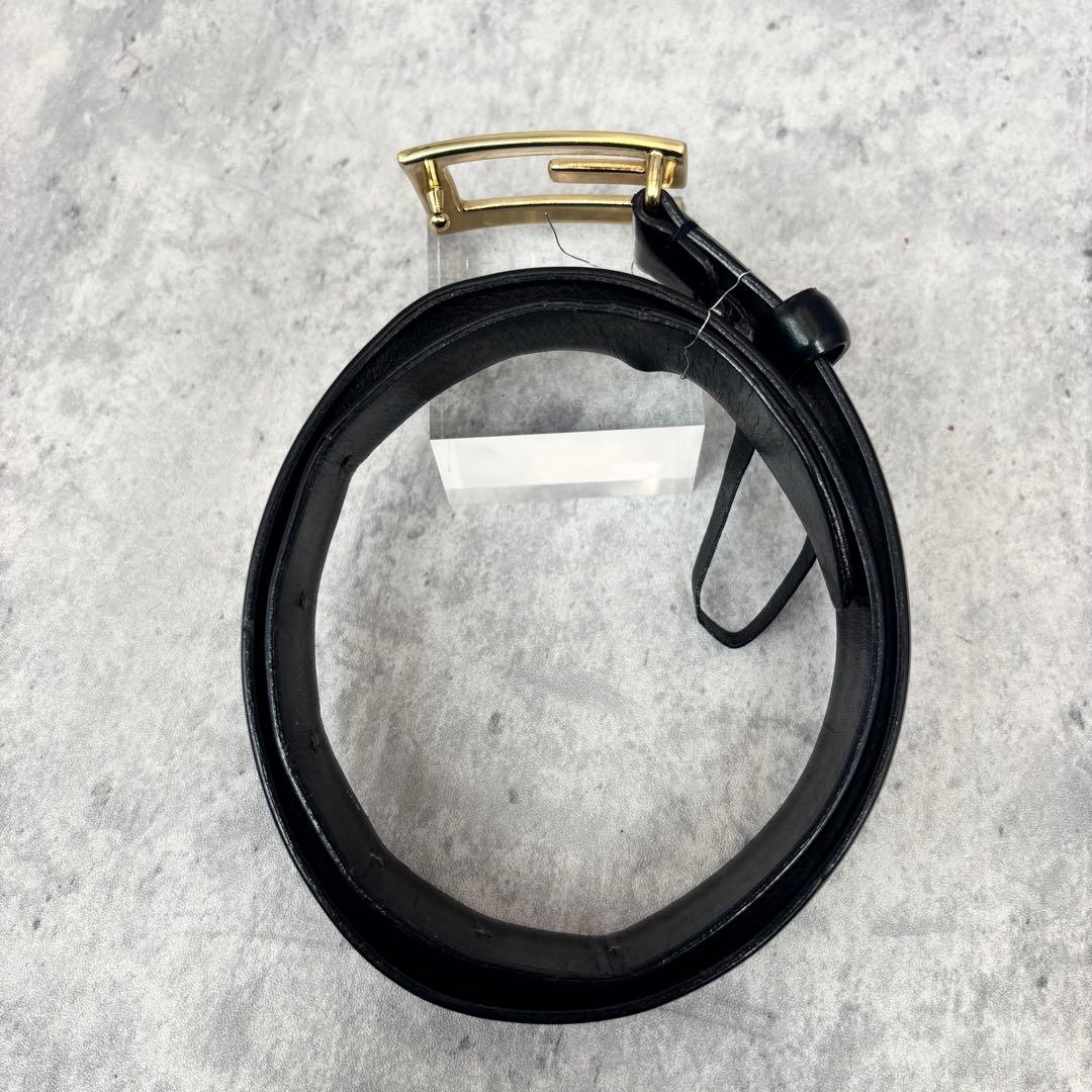 【極美品✨】 GUCCI ベルト レザー ブラック ゴールドバックル 男女兼用