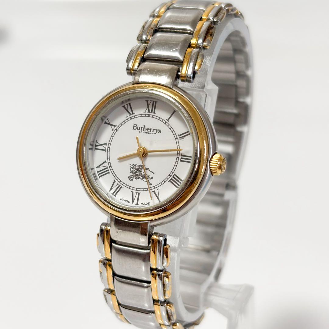 良品 バーバリー レディース腕時計ホワイト シルバー キュート ラグジュアリー