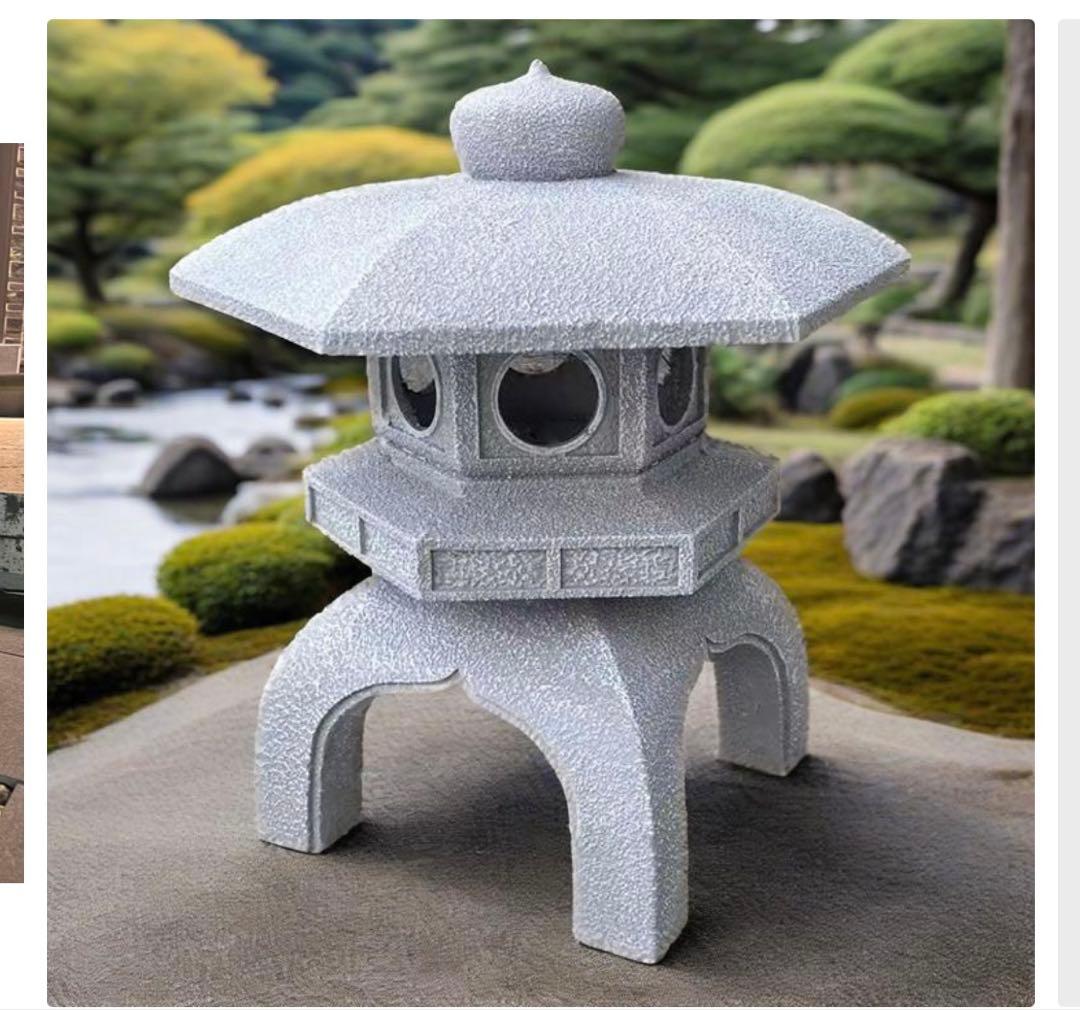 灯篭 石灯篭 雪見灯篭 光る ソーラー 中大型 石 灯篭 とうろう 和風 灯籠