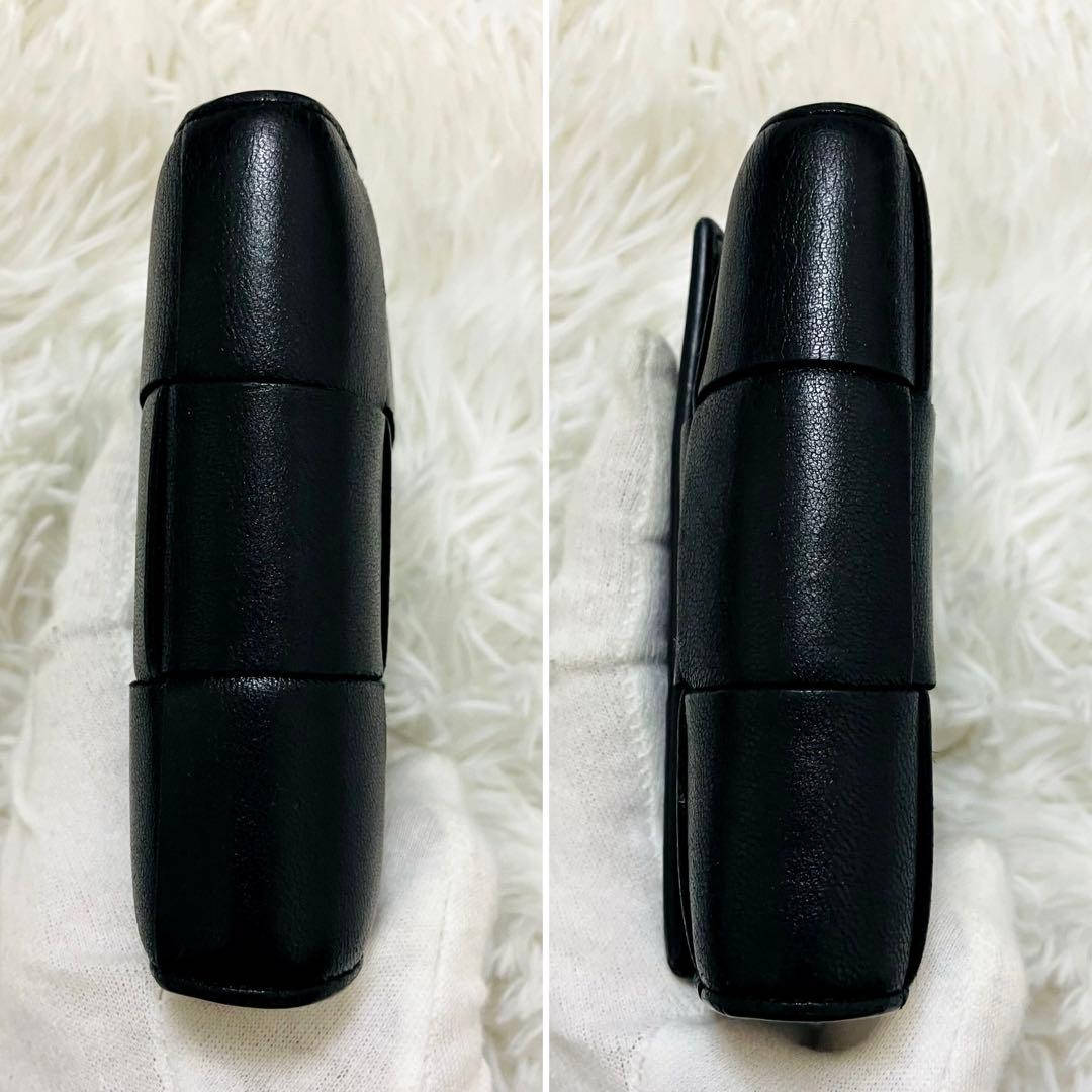 極美✨ボッテガヴェネタ 三つ折り財布 カセット レザー 黒