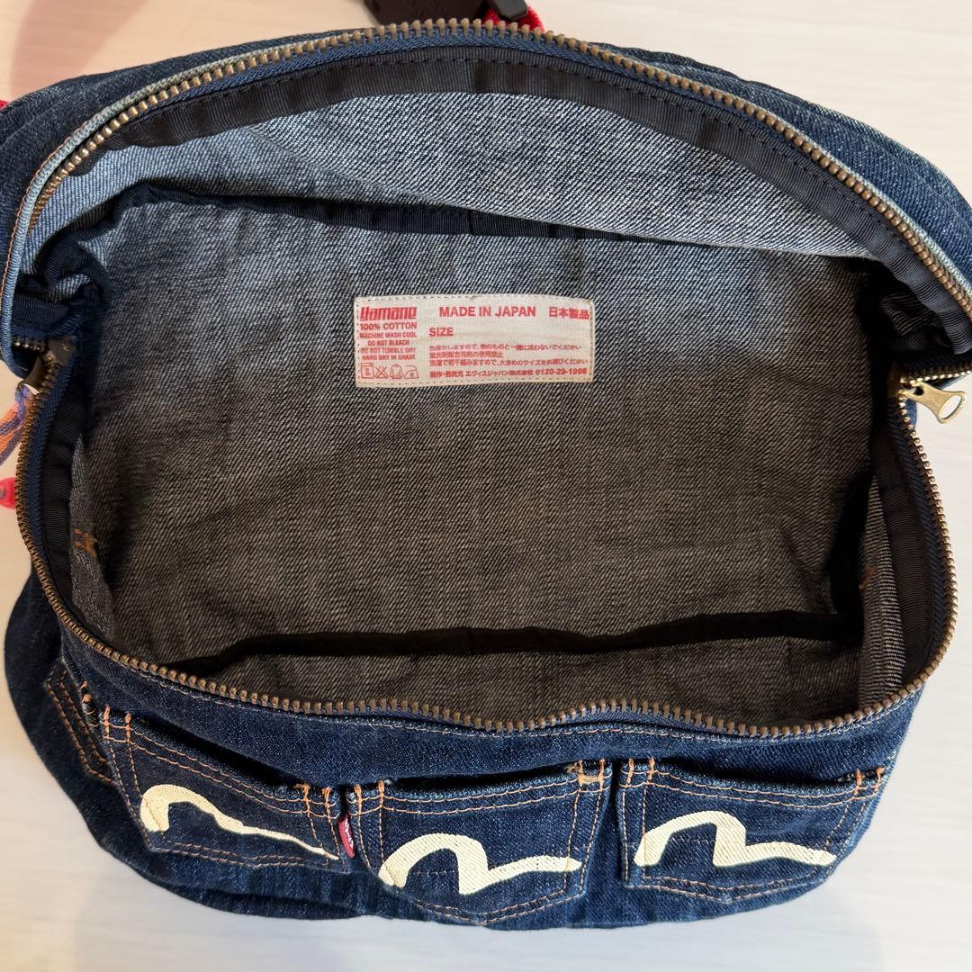 エヴィス　ウエストポーチ　ボディバッグ　デニム　インディゴ　5連カモメ