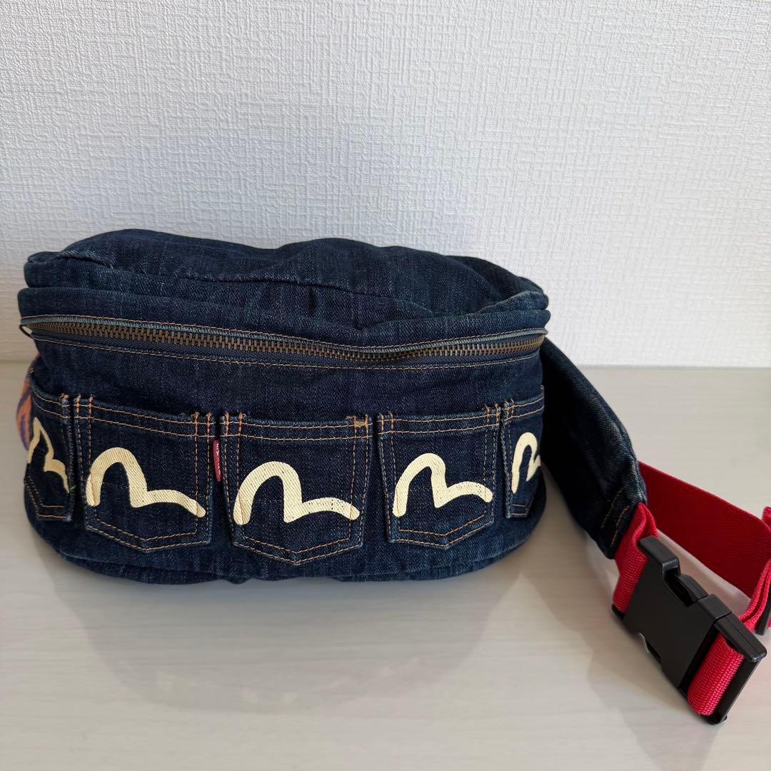 エヴィス　ウエストポーチ　ボディバッグ　デニム　インディゴ　5連カモメ