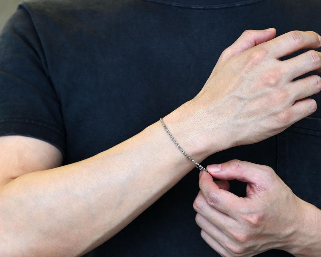 新品 Pt850 プラチナ パイプロープブレスレット幅2.0mm長さ17cm