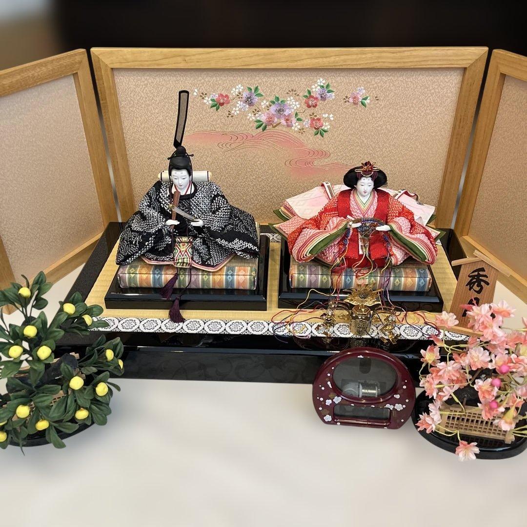 秀月 雛人形 セット お内裏様 お雛様 男雛 女雛 絞り ひな祭り