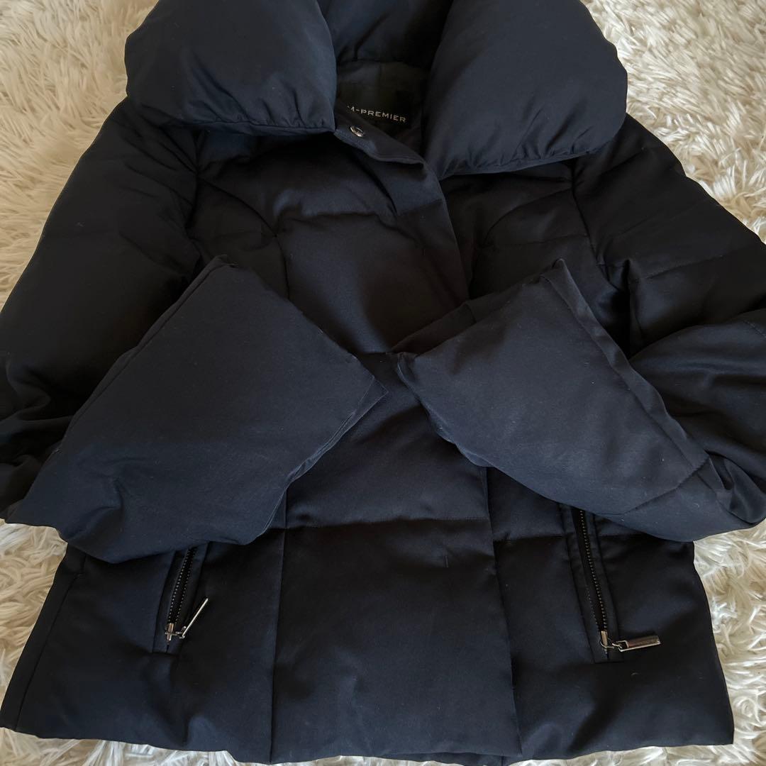 【美品】M-PREMIER ダウンジャケット ネイビー レディース　36サイズ
