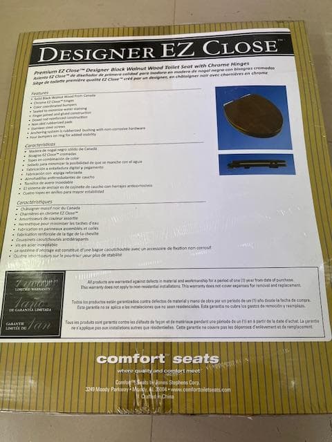 デザイナー EZ クローズ ブラック ウォールナット木製丸型便座