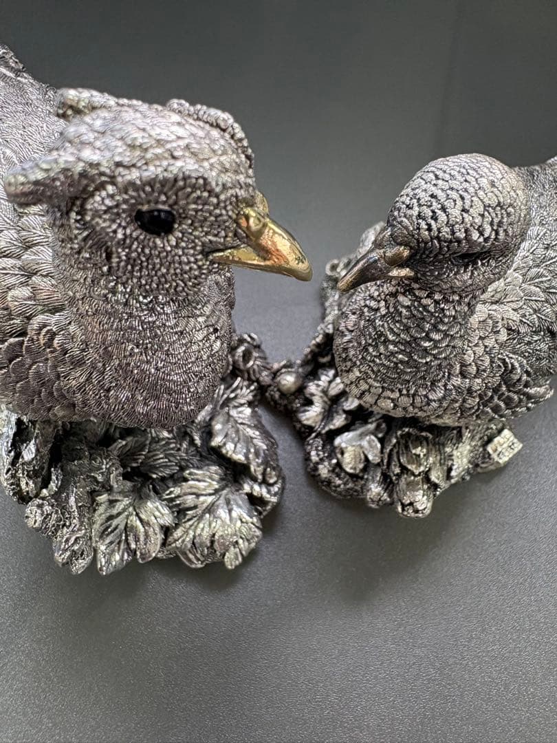 英国カントリーアーティスト社 純銀張彫刻 雄雌2体<No.1444>