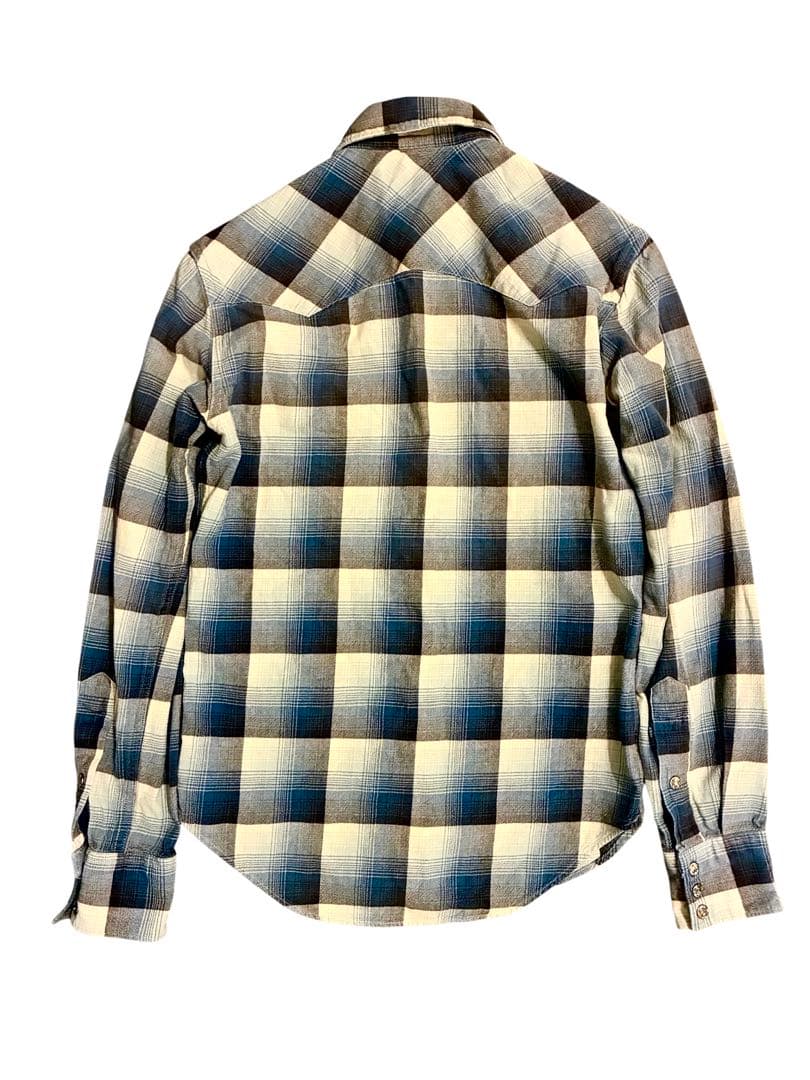 希少 美品 RRL オンブレチェック ウエスタンシャツ コンチョボタン XS