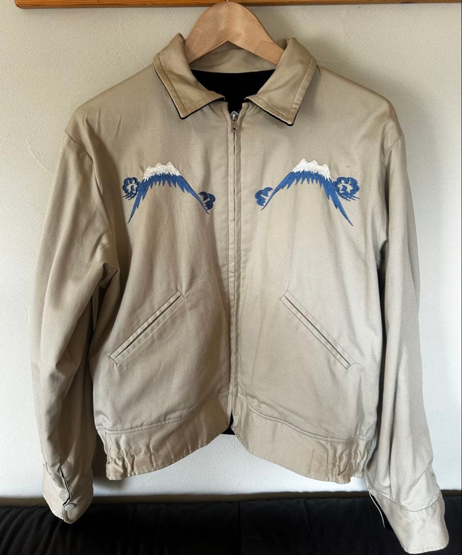 テーラー東洋 襟付き 別珍 スカジャン リバーシブル日本地図、白龍×鷲/Mサイズ