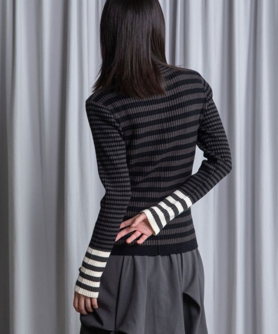 【新品・未使用】MARECHAL TERRE ボーダータートルリブニット