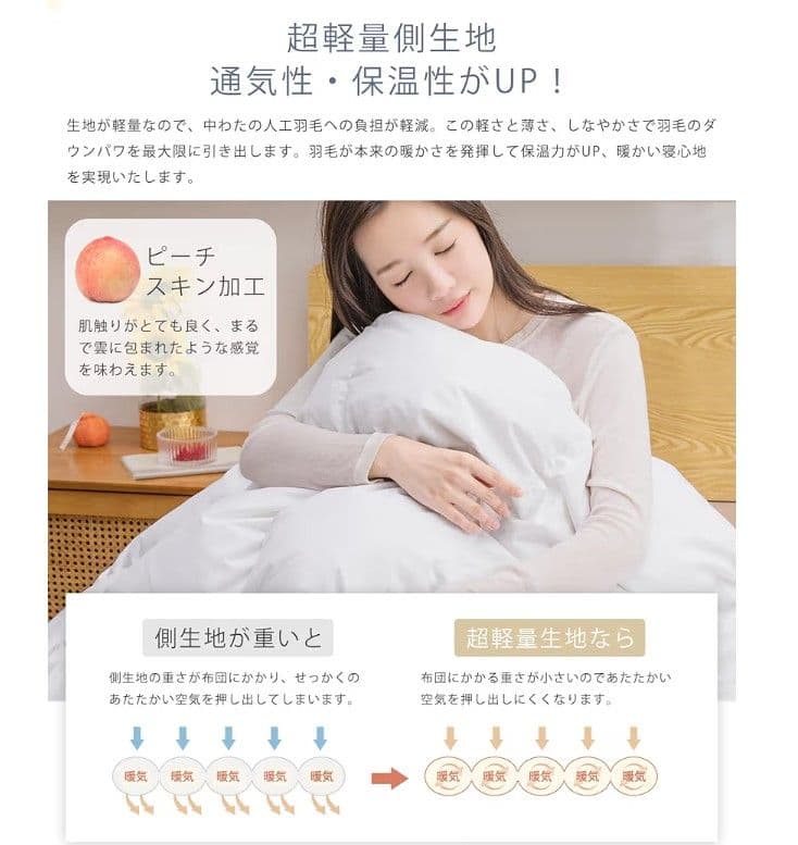 【新品2枚セット】掛け布団 ふわふわ人工羽毛布団 超軽量 暖かい 洗える 抗菌
