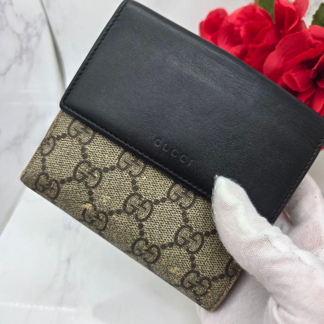【希少】 GUCCI グッチ 折り財布 財布 GG スプリーム ブラック 黒