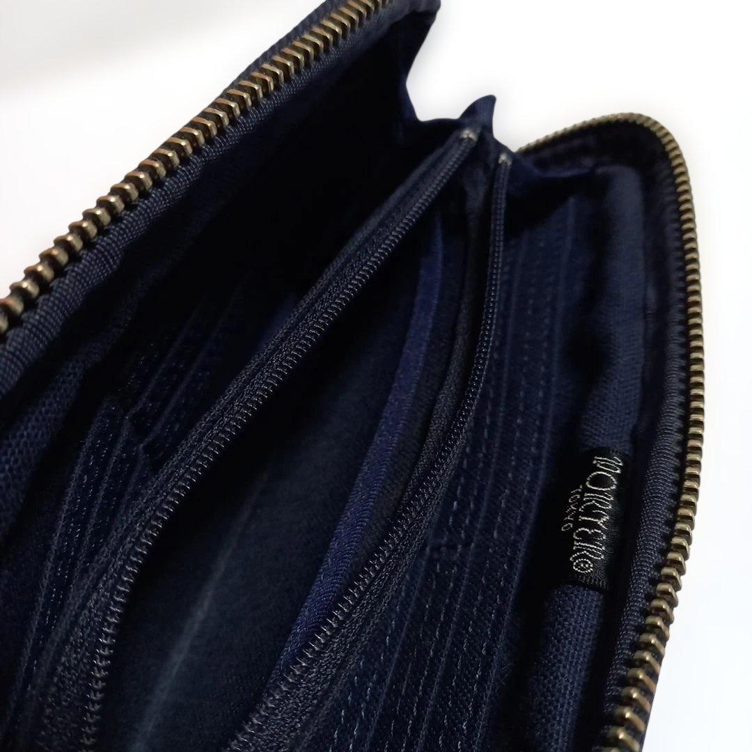 (美品) ポーター スモーキーシリーズ ロングウォレット ネイビー