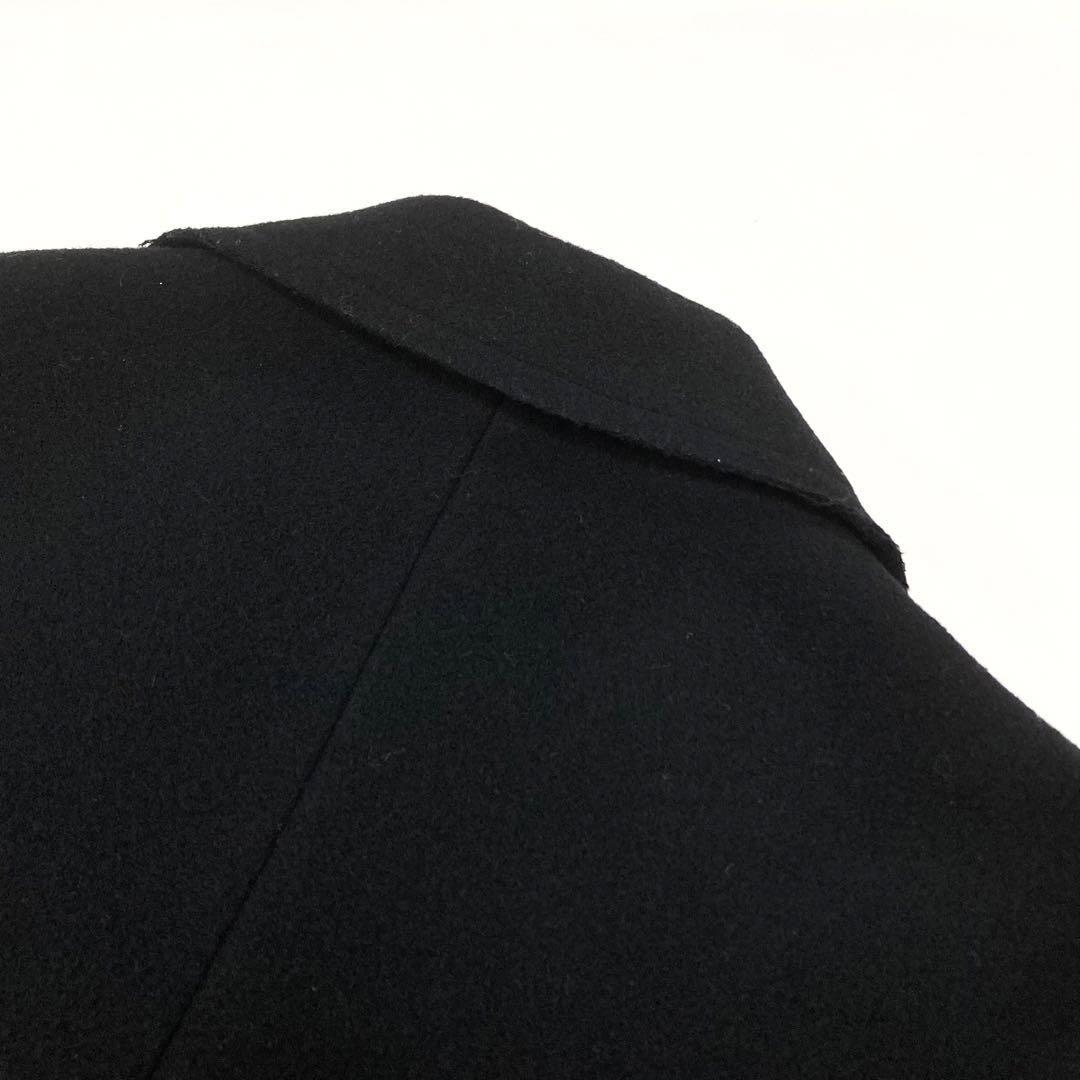 鴨Y's 18AW メルトンウール ステッチ チェスターコート 黒1