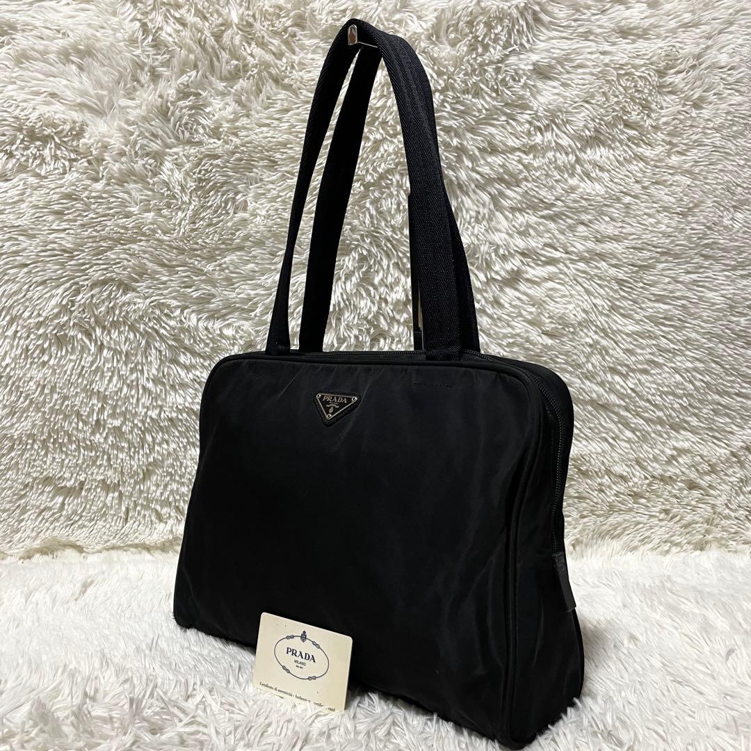 【良品】PRADA プラダ　ミニボストン　トート　ナイロン　ブラック　黒　肩掛け