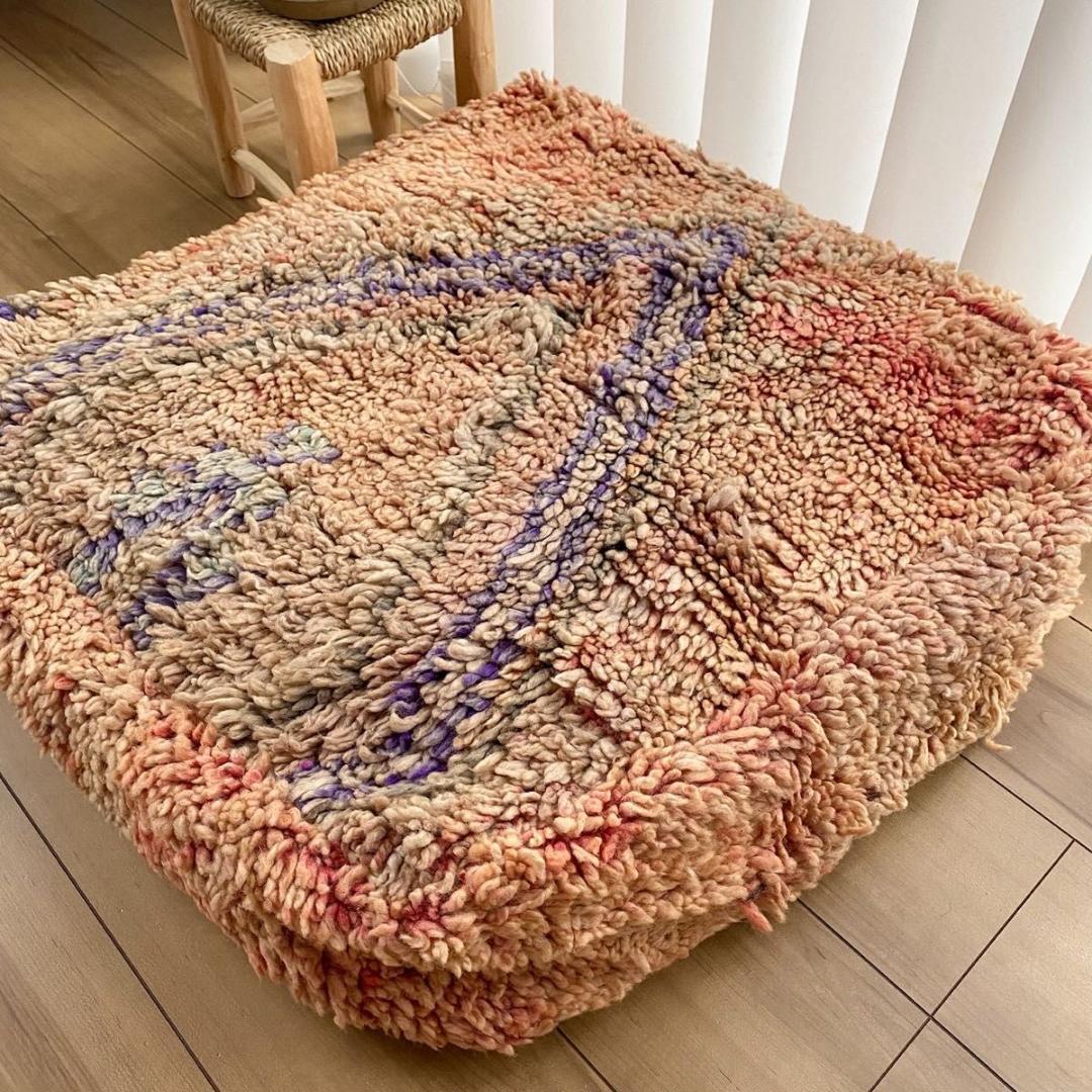 プフ ヴィンテージ 絨毯 手織りラグ クッションカバー ピローカバー