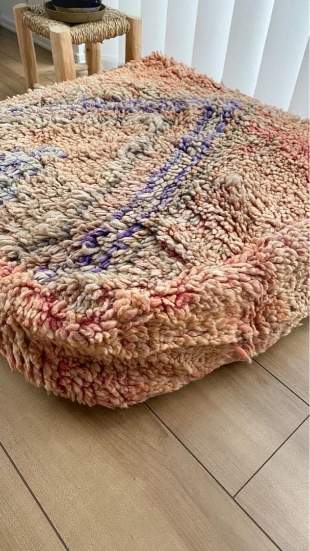 プフ ヴィンテージ 絨毯 手織りラグ クッションカバー ピローカバー