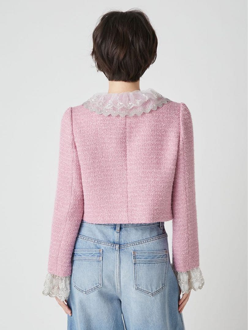 ［L.B CANDY STOCK]スカラップビジューアタッチドジャケット