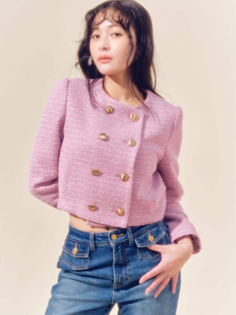 ［L.B CANDY STOCK]スカラップビジューアタッチドジャケット