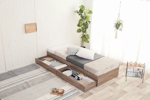 【セミシングル】ヘッドレス収納付きベッド【フレームのみ】