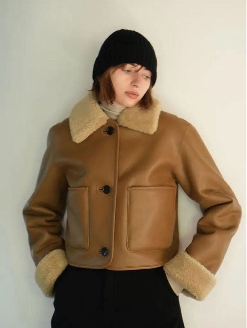 CLANE クラネ VEGAN LEATHER BOA SHORT JACKET