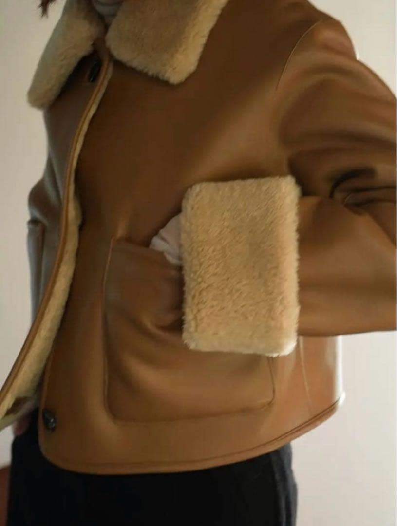 CLANE クラネ VEGAN LEATHER BOA SHORT JACKET