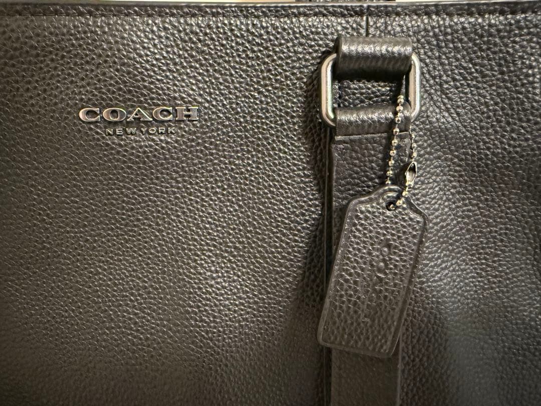 美品★ メンズ COACH レザー ダブル ハンドル トートバッグ ブラック