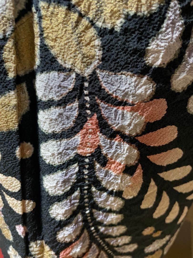 翠山工房 振袖 フルセット 成人式 辻が花 赤黒 落款あり安心セット