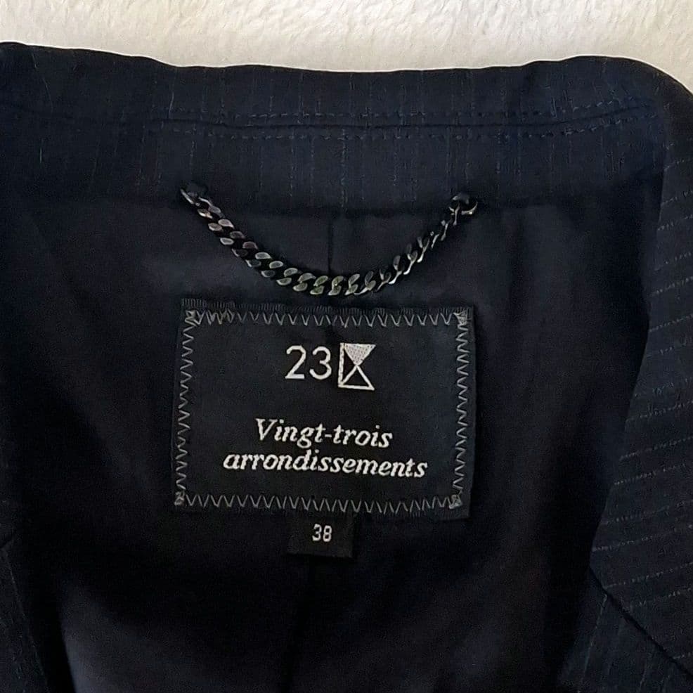 23区 ビジネス パンツスーツ ストライプ ネイビー 38 M セットアップ